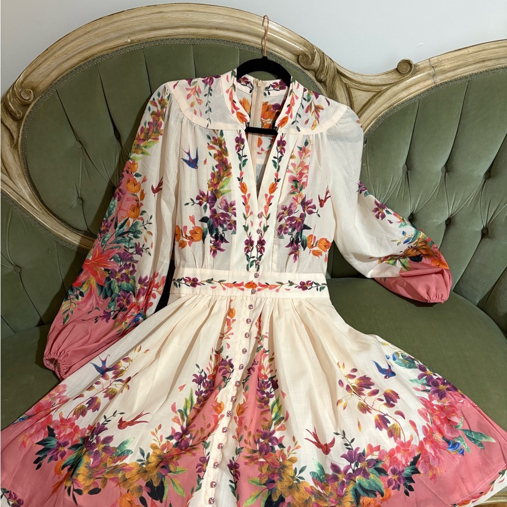 Designer Style floral mini dress EUC XS/S